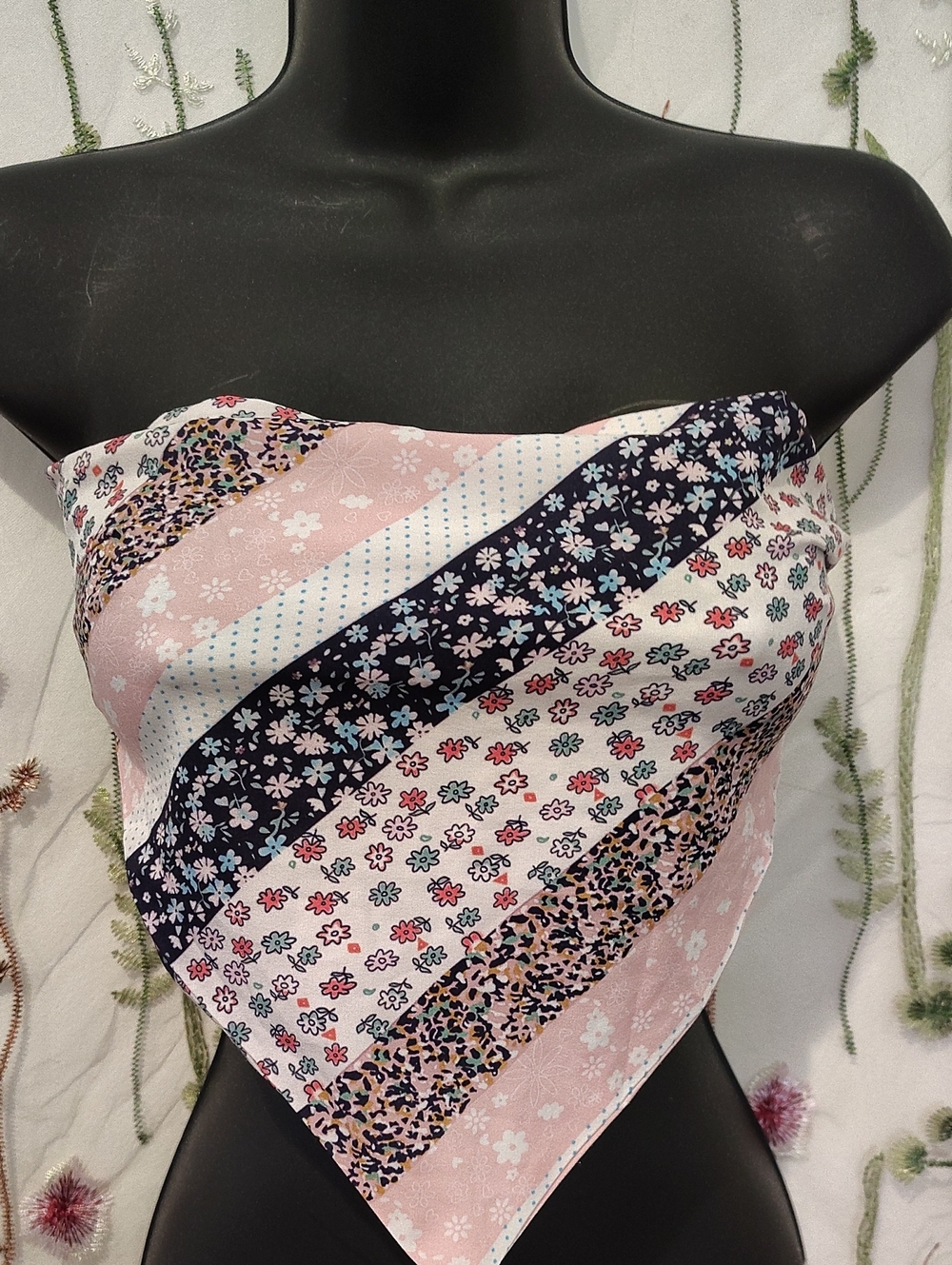 Chelina Top by Princess Polly Bandana Style Top/Scarf Patchwork, Navy, Floral